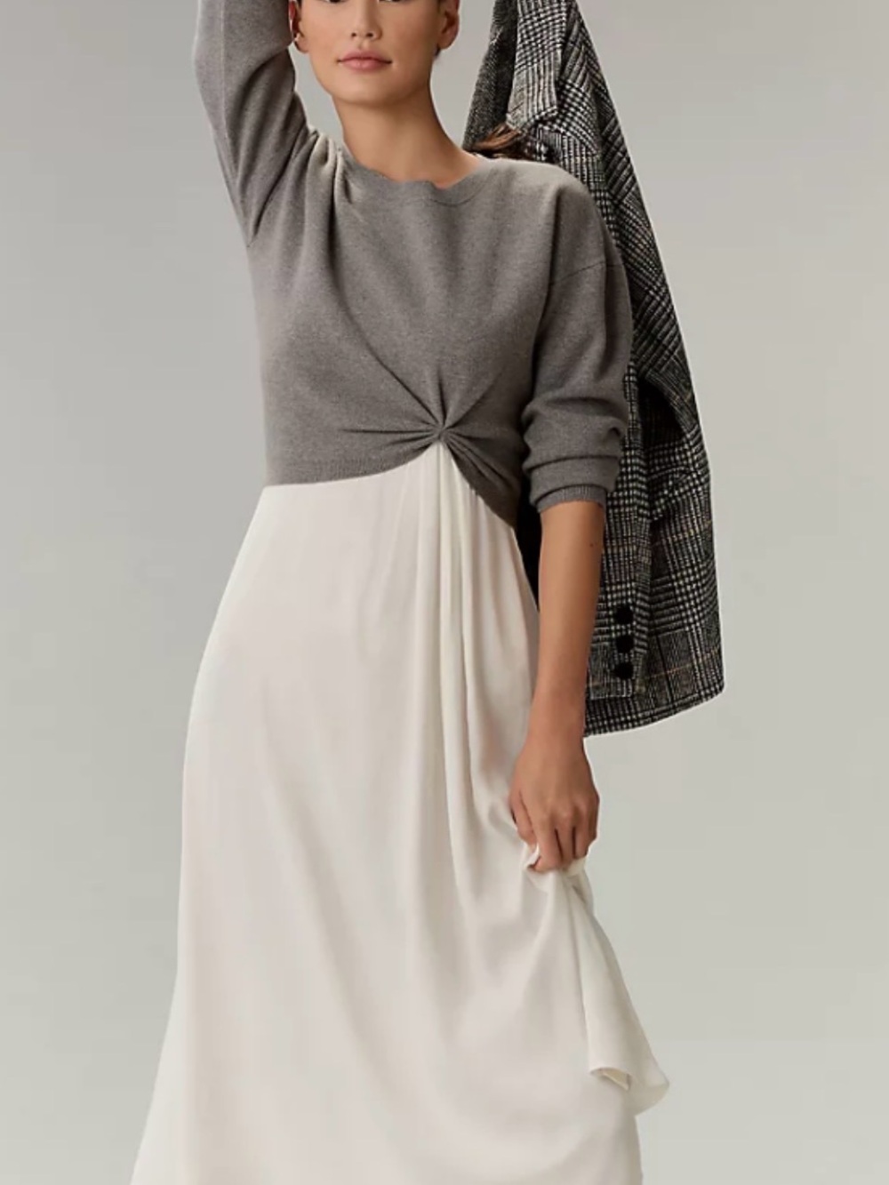 Anthropologie Gemini Twofer Chartreuse Maxi Dress With Black Sweater